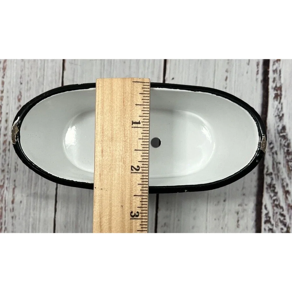White Bathtub Enamelware Soap or Scrubby‎ Sponge Holder 5.5 Inches Farmhouse